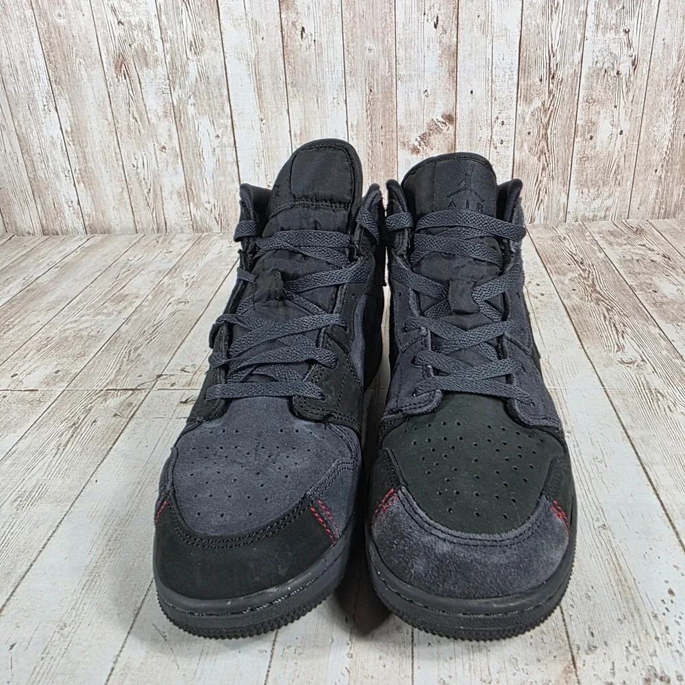 Nike‎ Air Jordan 1 Mid SE GS Black Red Basketball Shoes FQ7742 001 Kids Size 7Y